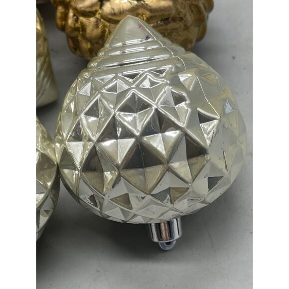 set of 5 Christmas ornament bulbs silver gold glitter graphic assorted READ - Picture 1 of 5